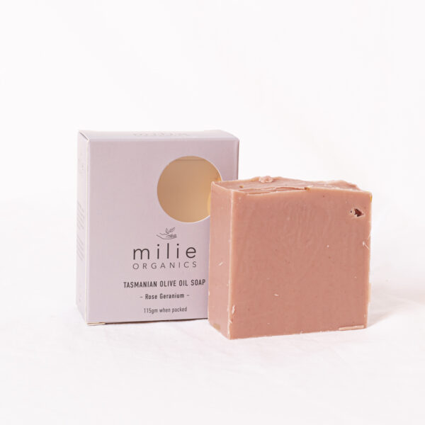 Rose Geranium With Pink Clay Olive Oil Soap